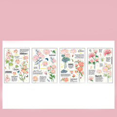 4-Piece Set PET Gilded Flower Stickers Retro Hand Ledger Stickers