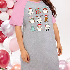 Christmas Nightdress Women's Santa Claus Print Tee Sleep Dress