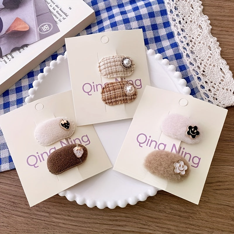 2pcs Autumn Winter Hair Clip Small Versatile Hairpin