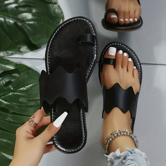 Women's Loop Toe Slide Sandals Lightweight Open Toe Slip On Shoes