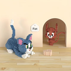 3pcs WB Cat and Mouse Building Blocks Set Enhances Focus Brick Room Decoration