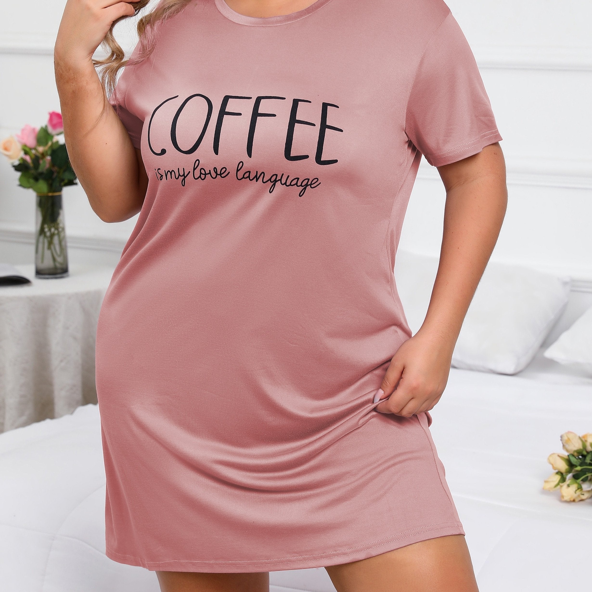 Letter Print Short Sleeve Nightdress