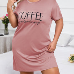 Letter Print Short Sleeve Nightdress