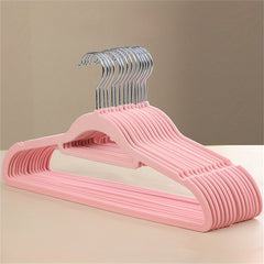 10pcs Plastic Flocking Hanger Clothes Store Wardrobe Storage
