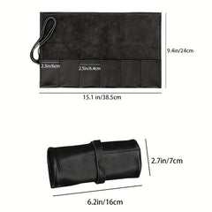 WESSLECO 6 Slot Leather Watch Roll Case Holder Portable Travel Organizer