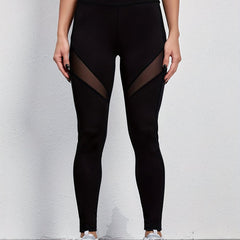 Mesh Stitching Yoga Cropped Pants High Stretch Gym Leggings