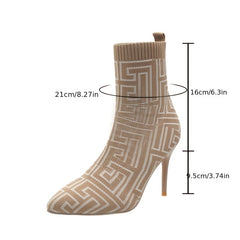 Women's Stiletto Heeled Sock Boots Pointed Toe Ankle Boots