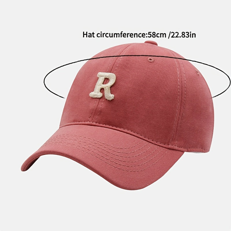 R Embroidery Baseball Cap Solid Sun Hat Lightweight Sports Hat For Women
