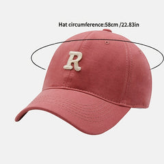 R Embroidery Baseball Cap Solid Sun Hat Lightweight Sports Hat For Women