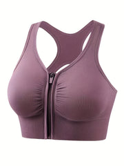 4pcs Front Zipper Sport Tank Bras Racerback Intimates Bras Women's Underwear