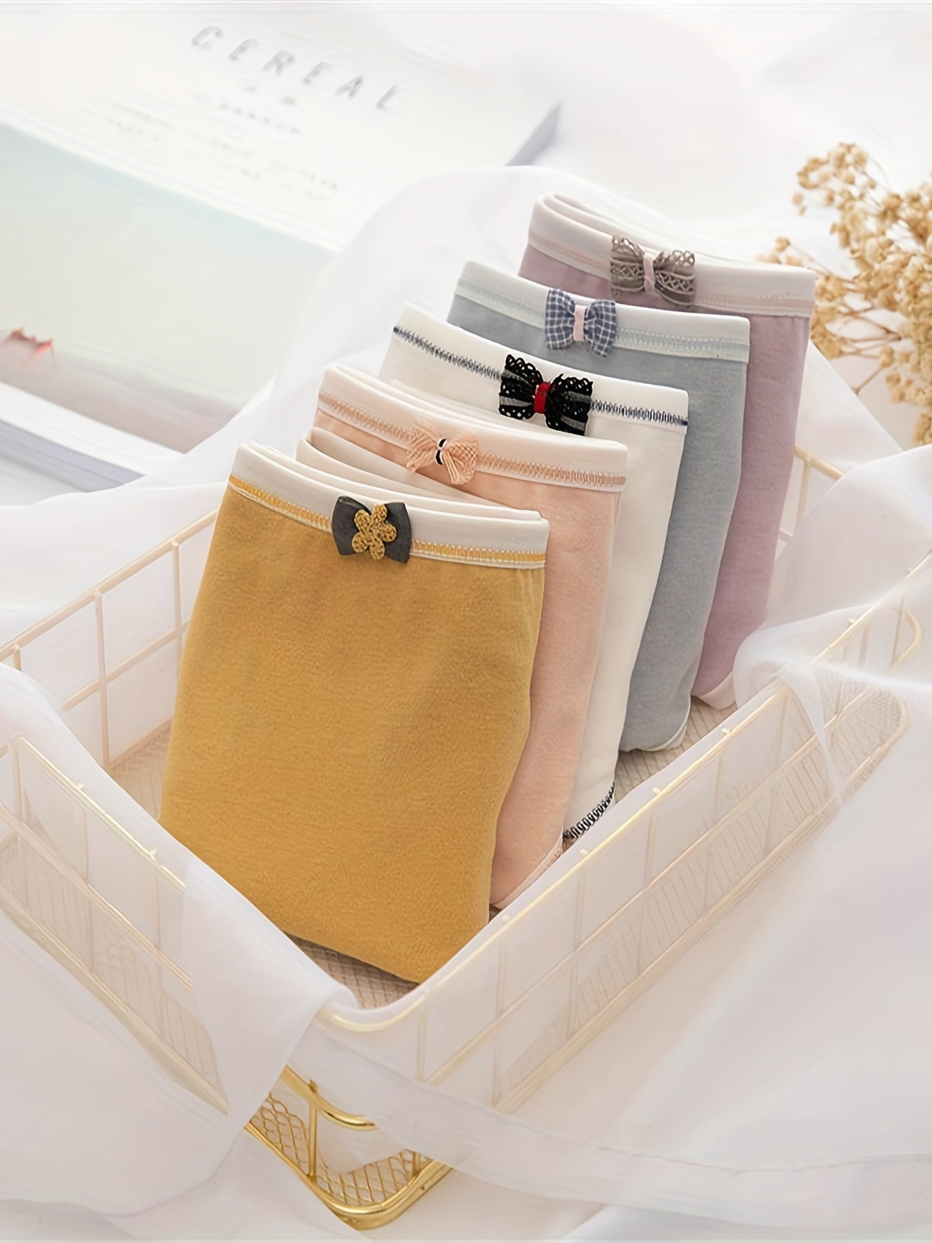 5pcs Bow Girls Panties Cotton Stretch Underwears