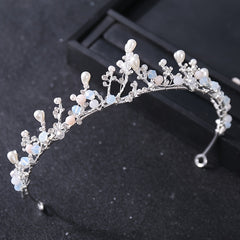 Flower Girl Pearl Headband Crystal Wedding Tiara Hair Piece