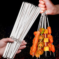 10pcs Stainless Steel BBQ Skewers for Kebab & Camping