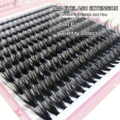 200 Clusters Soft Faux Mink Eyelash Ext. DIY Grafting 16mm Mixed Lengths