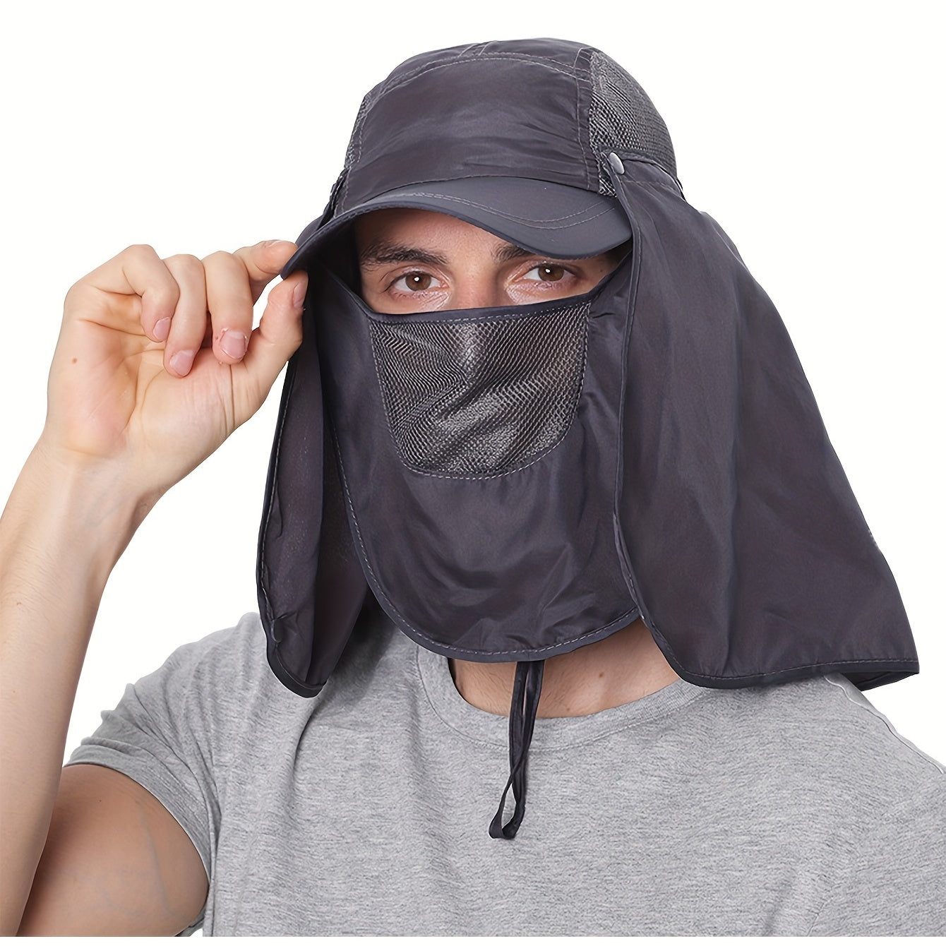 Quick Drying Sun Hat Detachable Neck Flap Mask Lightweight Baseball Cap