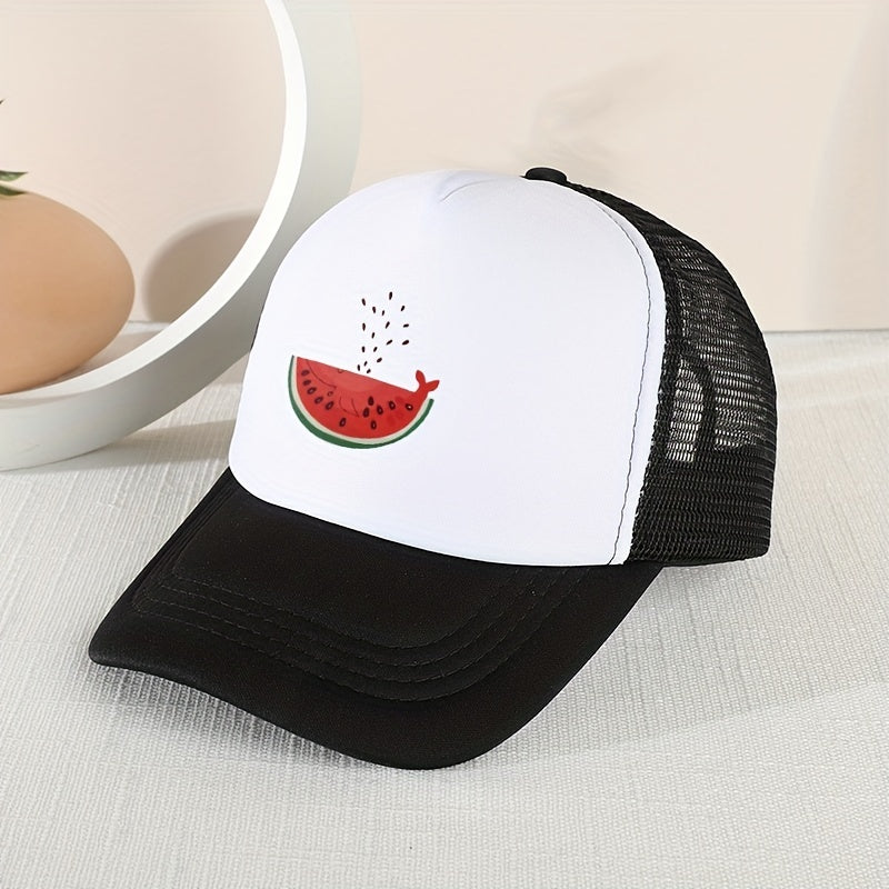 Kids Watermelon Print Mesh Baseball Cap Sunshade Breathable Peaked Cap