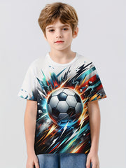 Football 3D Print Boy's Casual Tees Short Sleeve Crew Neck T-shirt