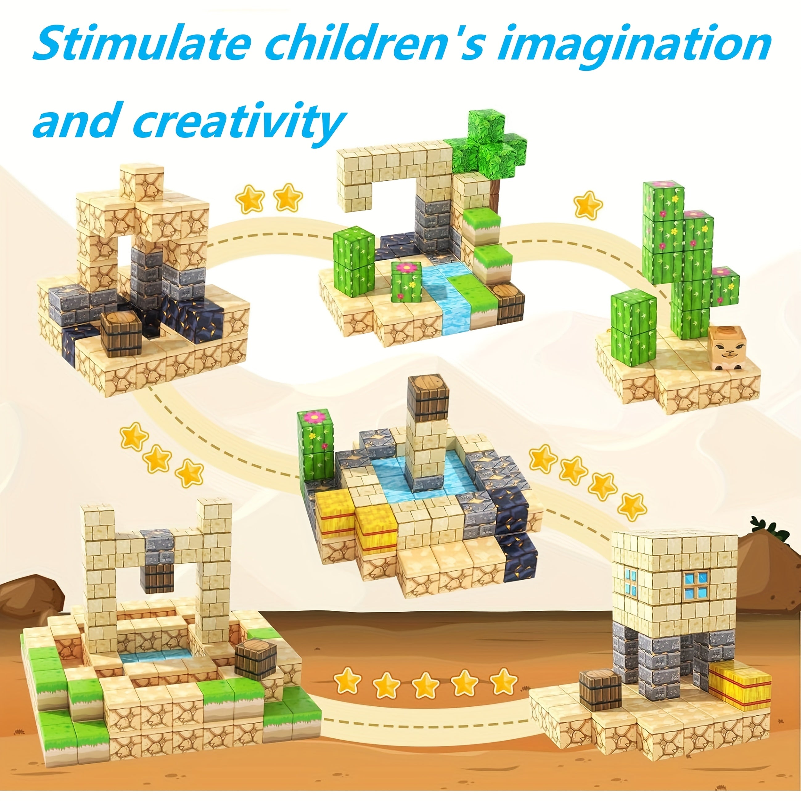 100pcs Magnetic Block Toy Set Desert Construction & Adventure World