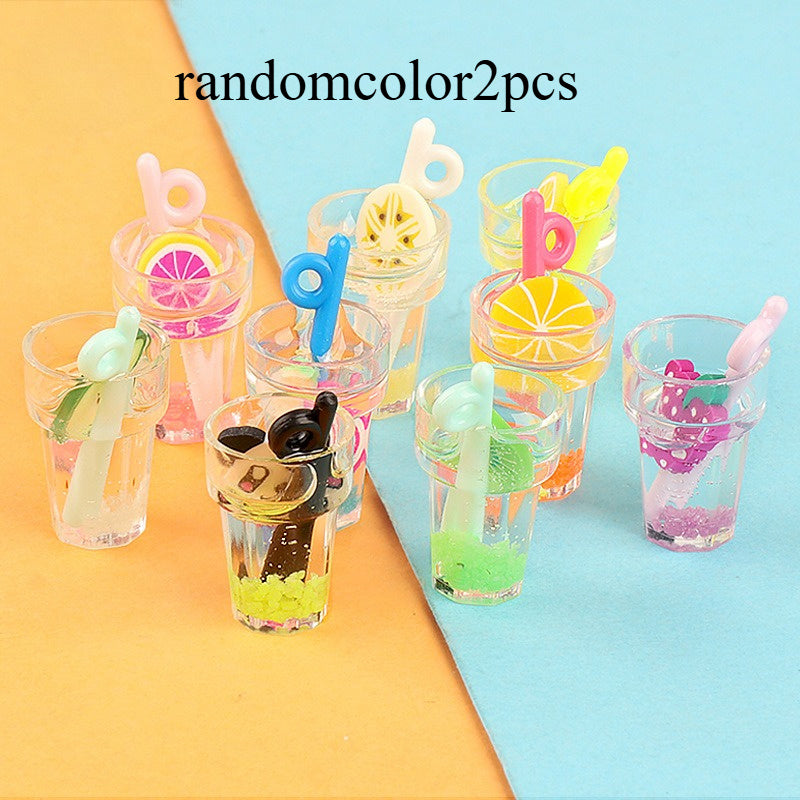 2pcs Mini Beverage Bottle DIY Ornament Luminous Resin Accessories