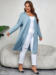 Solid Open Front Long Sleeve Cardigan