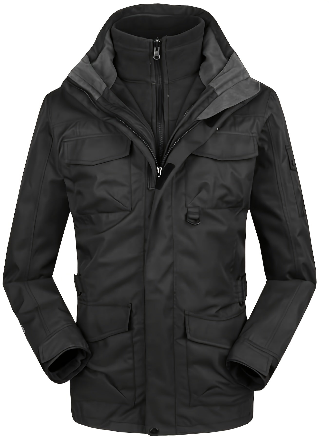 Men's 3 In 1 Outdoor Sports Zip Jacket Waterproof Hiking Jacket