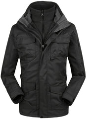 Men's 3 In 1 Outdoor Sports Zip Jacket Waterproof Hiking Jacket