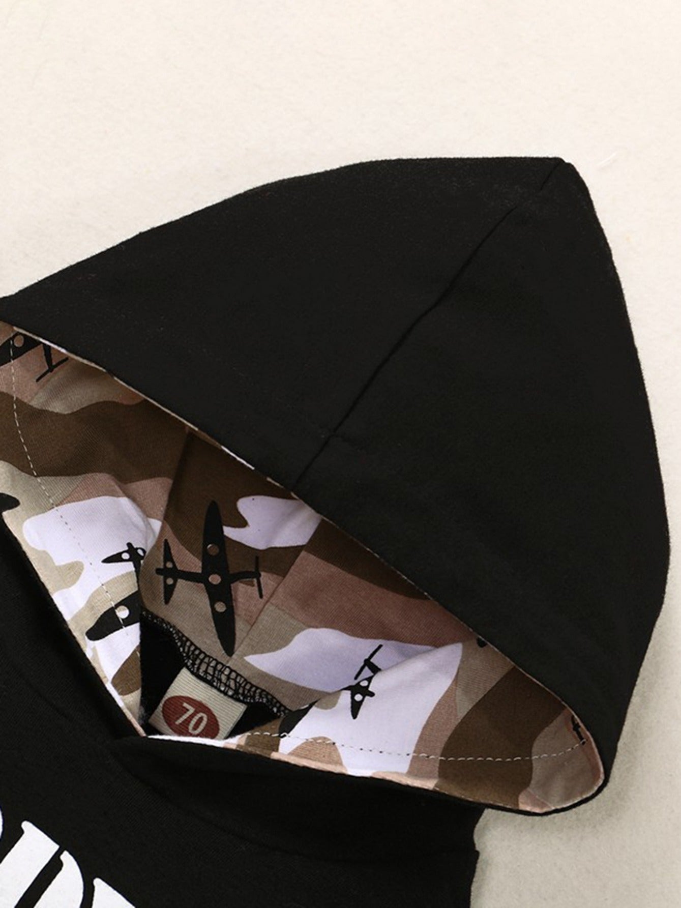 2pcs Boys Camo Print Hoodie & Sweatpants Set for Winter