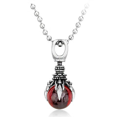 Dragon Claw Pendant Necklace Men's Gothic Red Stone Jewelry