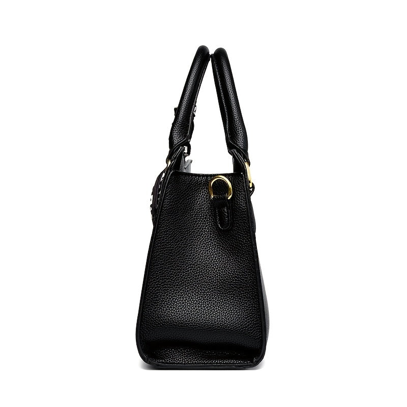 Crocodile Pattern Tote Bag Large Capacity Satchel Purse Scarf Decor Shoulder Bag