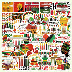 50pcs Kwanzaa Stickers for DIY Decorative Water Cup, Phone Case, Notebook