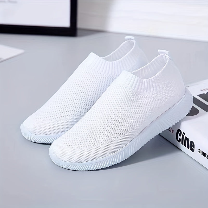 Women's Solid Cor Knitted Sneakers Breathable Slip On Jumping Rope Shoes
