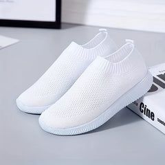 Women's Solid Cor Knitted Sneakers Breathable Slip On Jumping Rope Shoes