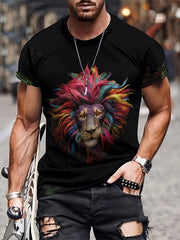 Men's 3D Lion T-shirt Stretchy Breathable Tee