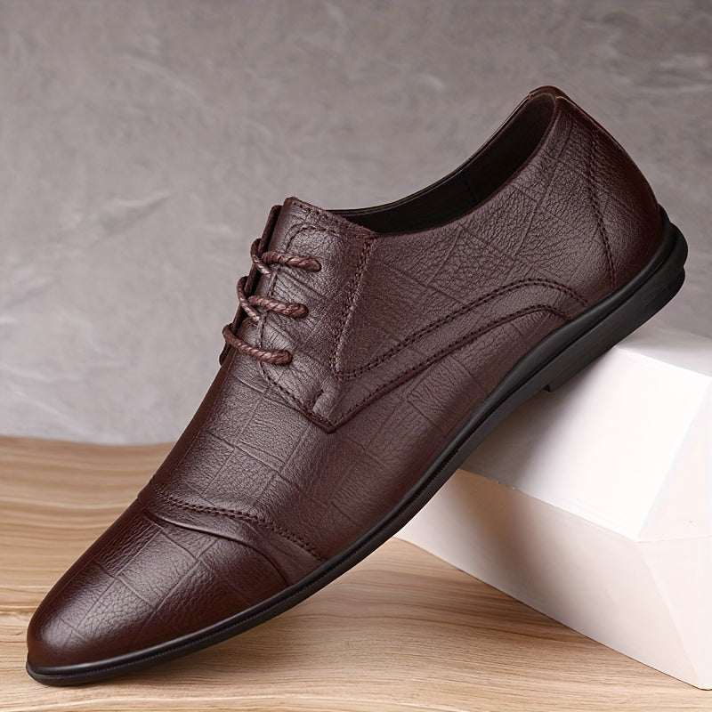 Men's Retro Leather Stitch Lace Up Dress Shoes