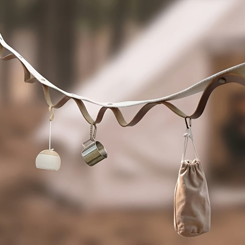 Outdoor Travel Clothesline PU Leather Extended Tent Hanging Rope For Camping
