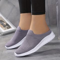 Women's Knit Mule Sneakers Breathable Lightweight Slip On Shoes