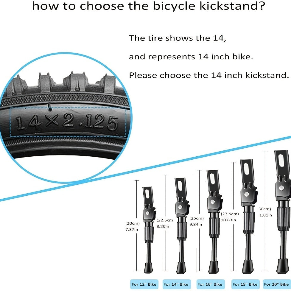 Bike Kickstand for 12-18 Inch Wheel Steel Bikes, Support Racks Replacement