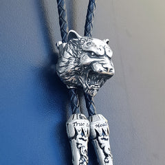 Tiger Head Bolo Tie Titanium Steel Skull Bolo Tie Gothic Cosplay Necktie