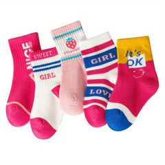 5pairs Girls Kids Casual Sports Socks Strawberry Sweet Thin Breathable