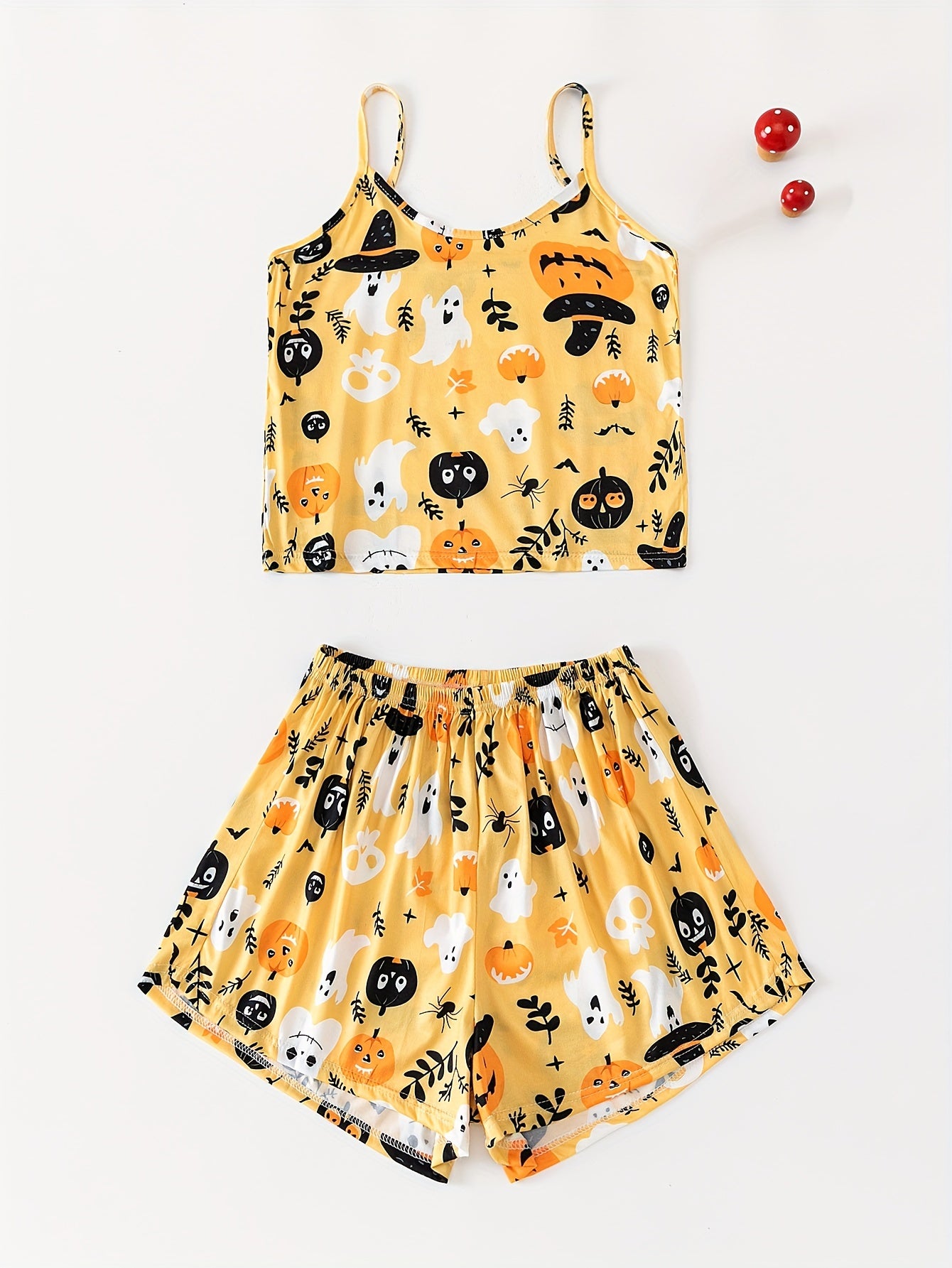 Skull Print Halloween Pajama Set Women's Sleepwear