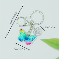 Girls Butterfly Keychain Sequin Heart Key Ring