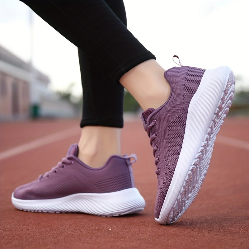 Breathable Solid Women's Walking Shoes Lace Casual Sneakers