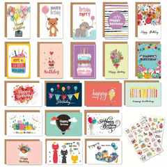 20pcs Happy Birthday Card Set with Envelope Sticker DIY Combo