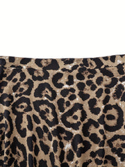 Leopard Print High Waist Split Skirt Sexy Skirt For Spring & Summer