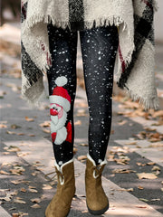 Santa Claus Print Skinny Pants Casual Stretchy Pants Women's Clothing