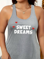 Heart & Letter Print Racer Back Tank Sleep Dress