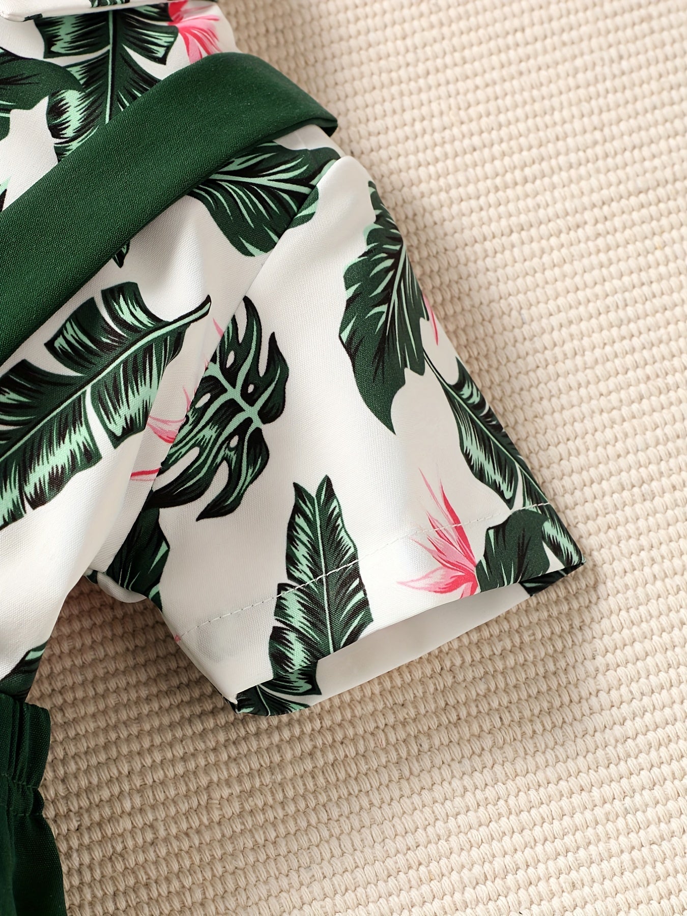 Baby Boys Tropical Plants Hawaii Shirt & Short Bib Pants Set