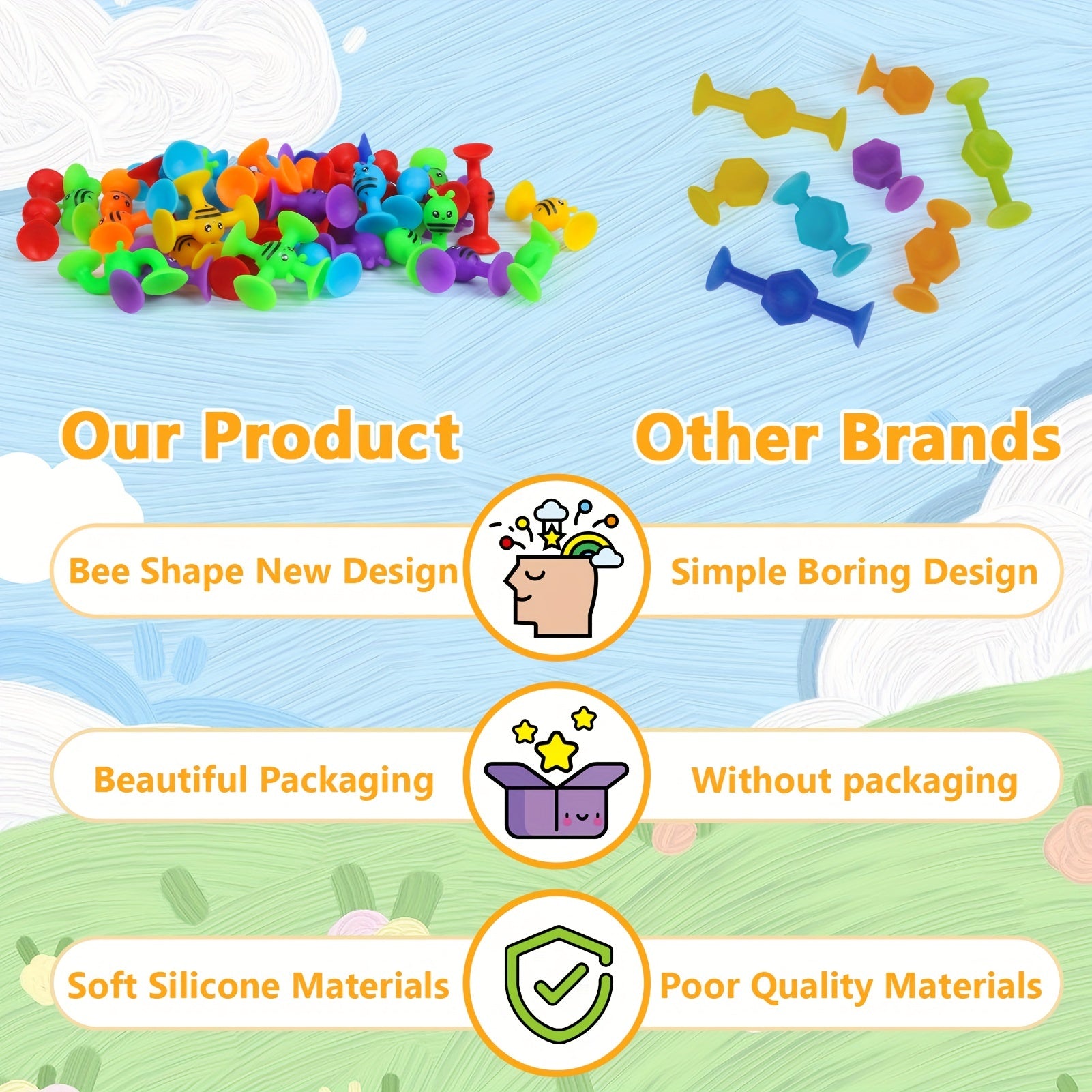 Baby Suction Toys Kids Bath Toys 40 Pieces Toddler Silicone Shower Building Toys