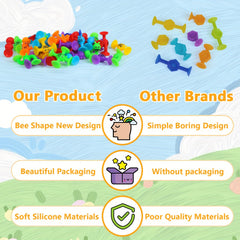 Baby Suction Toys Kids Bath Toys 40 Pieces Toddler Silicone Shower Building Toys