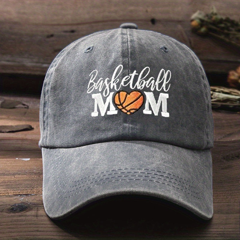 BASKETBALL MOM Baseball Cap Embroidered Washed Distressed Dad Hats